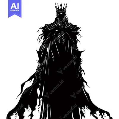 Aset premium populer: Silhouette of a Dark King Wearing a Crown and Robe