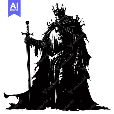 A Skeleton King Holding a Sword in a Black Cape
