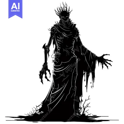 Popular premium asset: Silhouette of a tree-like creature with gnarled branches and dripping
