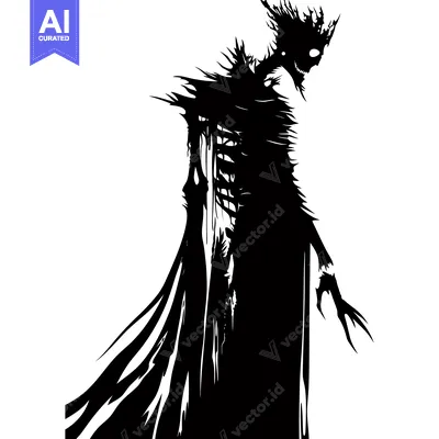 Silhouette of a Gnarled, Eerie Figure with a Sinister Smile