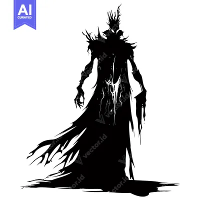 Popular premium asset: Silhouette of a Dark and Horrifying Figure with a Crown of Thorns