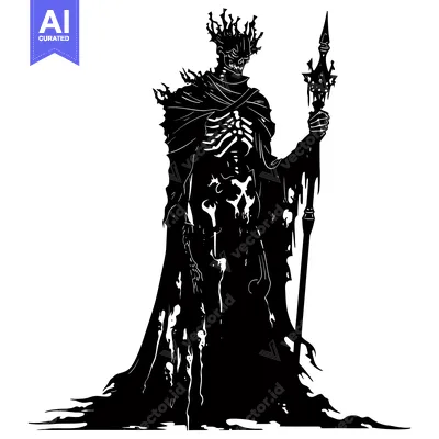 Popular premium asset: A skeletal figure in a tattered cloak and crown, holding a spiked staf