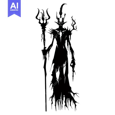Popular premium asset: Silhouette of a Demon Holding a Staff with a Trident