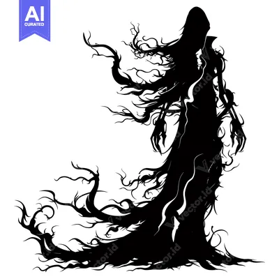 Premium design asset: Silhouette of a Woman Transformed into a Twisted Tree