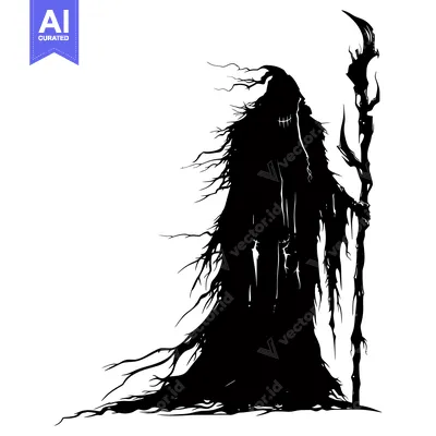Silhouette of a Grim Reaper Holding a Staff