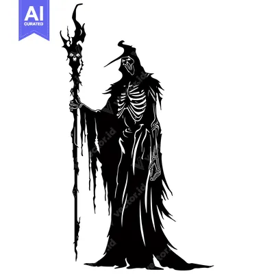 Popular premium asset: Skeletal Figure in a Long Robe Holding a Spiked Staff