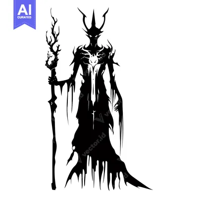 Aset premium populer: Silhouette of a Demon Holding a Branch Staff
