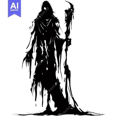 Aset premium populer: Silhouette of a Figure Holding a Dripping Staff