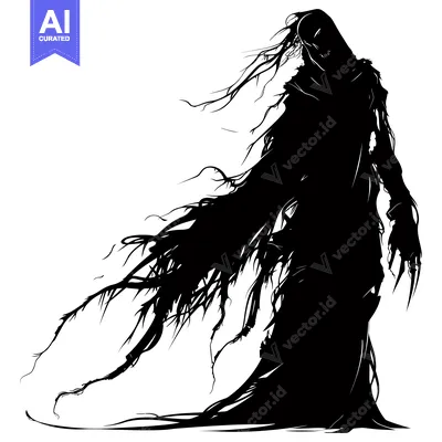 Shadowy Figure with Long, Spiky Hair and Claws