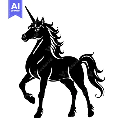 Black and White Silhouette of a Unicorn