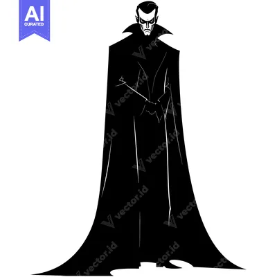 Aset premium populer: A Silhouette of a Vampire Wearing a Long Cape
