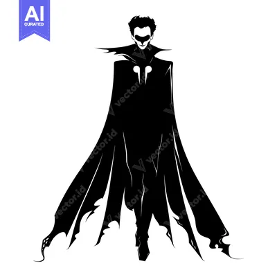 Aset premium populer: Silhouette of a Man in a Cape with a Mask