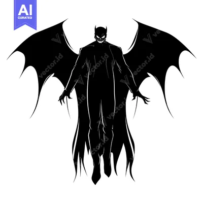 Aset premium populer: Silhouette of a Winged Demon with a Grin