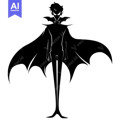 Aset desain premium: Silhouette of a Vampire with Bat Wings