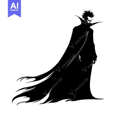 Aset premium populer: Silhouette of a Man in a Long Cape with a High Collar
