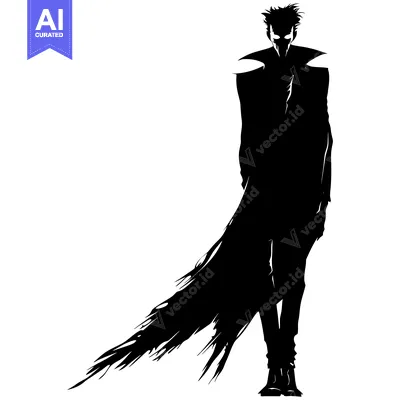 Aset premium populer: Silhouette of a Man in a Long Coat with a Swirling Cape