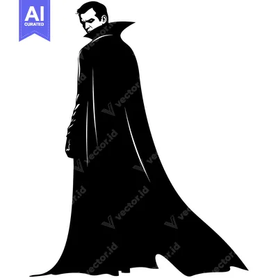 Aset premium populer: Silhouette of a Man in a Cape, Looking Downward
