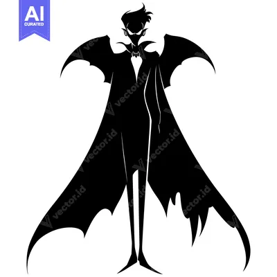 Popular premium asset: Black and White Silhouette of a Vampire with Wings