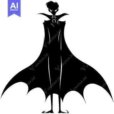 Aset desain premium: Silhouette of a Person in a Cape with Spiked Shoes