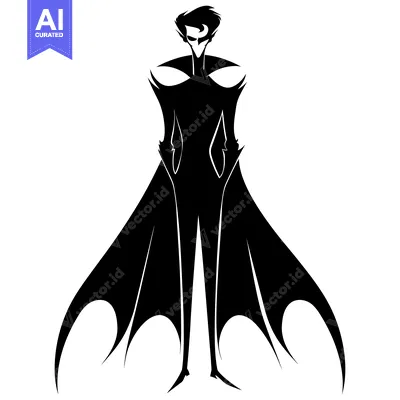 Aset premium populer: Stylized Silhouette of a Figure with a Flowing Cape