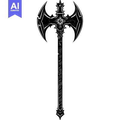 Aset premium populer: Ornate Black and White Double-Headed Axe
