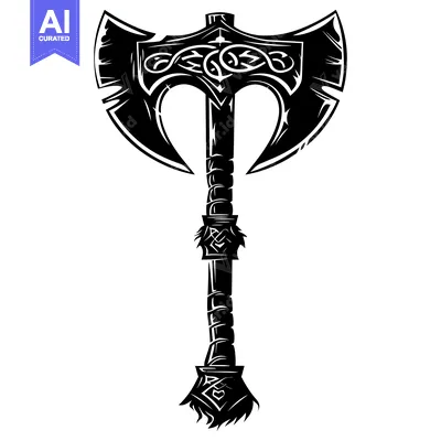 Aset desain premium: Ornate Double-Headed Axe with Celtic Knotwork