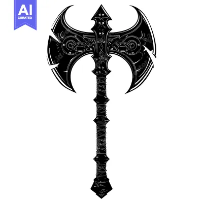 Premium design asset: Ornate Double-Headed Axe with Intricate Details