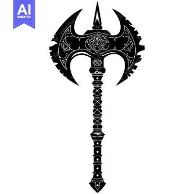 Aset premium populer: Ornate Double-Headed Axe with Celtic Knotwork and Spiked Handle