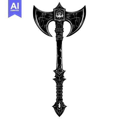 Aset premium populer: Ornate Double-Headed Axe with Symbolic Detailing