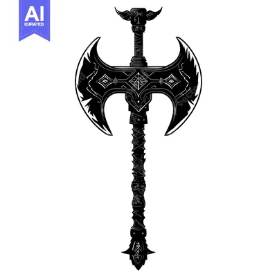 Ornate Double-Headed Axe with Intricate Design