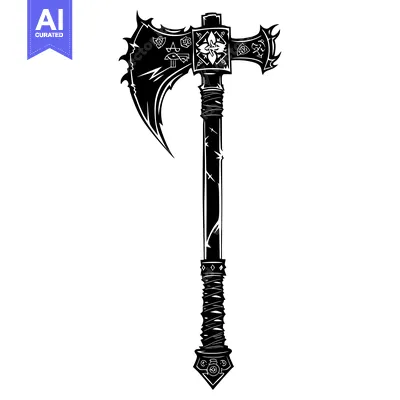 Popular premium asset: Ornate Black and White Double-Headed Axe