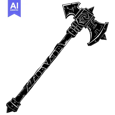 A Detailed Illustration of a Double-Headed Axe with Ornate Detailing