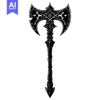 Aset premium populer: Ornate Double-Headed Axe with Intricate Details