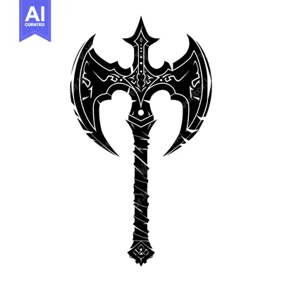 Premium design asset: Ornate Double-Headed Axe with Intricate Design