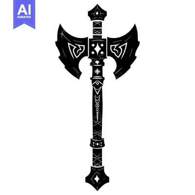 Ornate Double-Headed Axe with Intricate Details