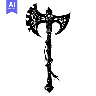Aset premium populer: Ornate Double-Headed Axe with Intricate Designs