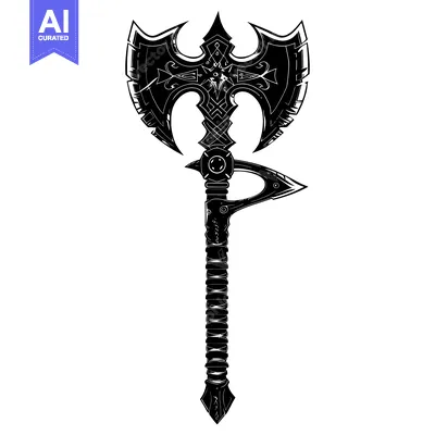 Premium design asset: Ornate Double-Headed Axe with Intricate Details