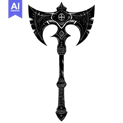 Ornate Double-Headed Axe with Celtic-Inspired Designs