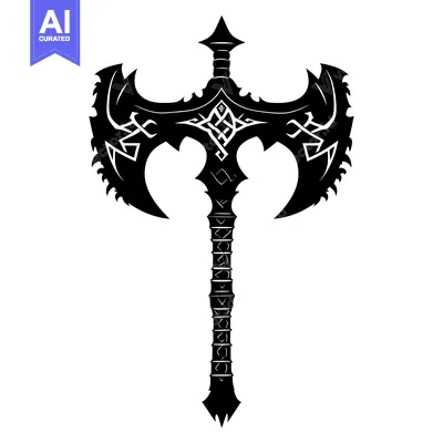 Aset premium populer: Ornate Double-Headed Axe with Intricate Designs