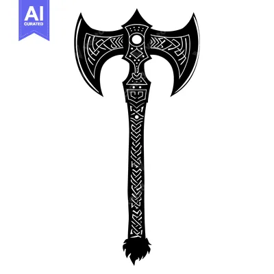 Aset premium populer: Ornate Double-Headed Axe with Celtic Knotwork Design