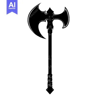 Aset premium populer: Black and White Silhouette of a Double-Headed Axe