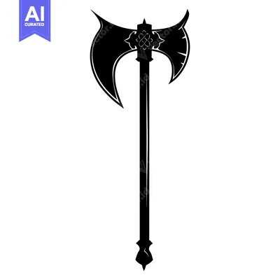 Black and White Silhouette of a Double-Headed Axe