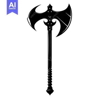 Premium design asset: A Black and White Silhouette of a Double-Headed Axe