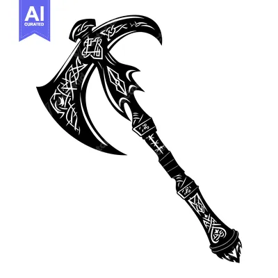 Aset premium populer: Ornate Black and White  Celtic Axe Weapon