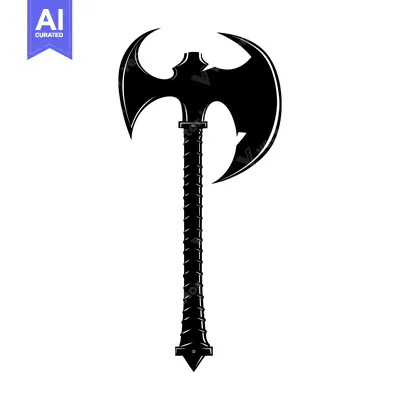 Aset desain premium: Black and White Silhouette of a Double-Headed Axe