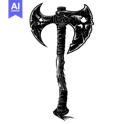 A Black and White Illustration of a Double-Headed Axe