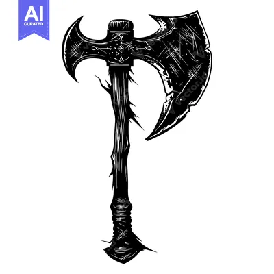 Premium design asset: A Detailed Illustration of a Double-Headed Axe with a Wooden Handle