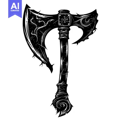 Aset premium populer: Ornate Double-Headed Axe with Intricate Design