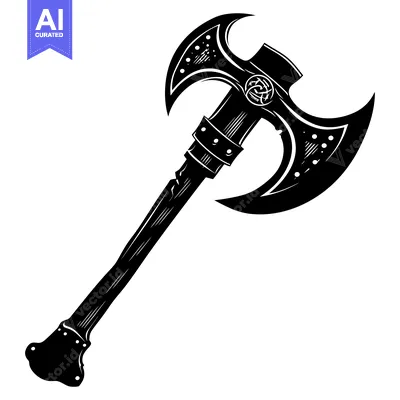 Popular premium asset: A Black and White Illustration of a Double-Headed Axe