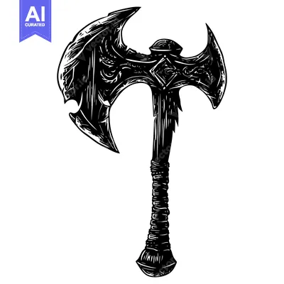 Ornate Double-Headed Axe with Detailed Handle
